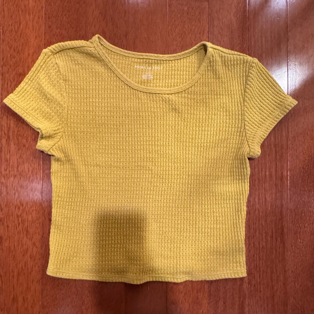 American Eagle Yellow Textured Women's Top